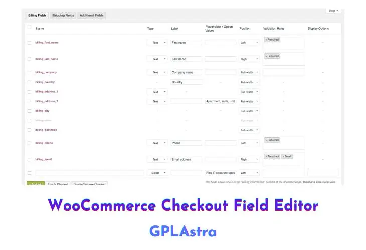 WooCommerce Checkout Field Editor